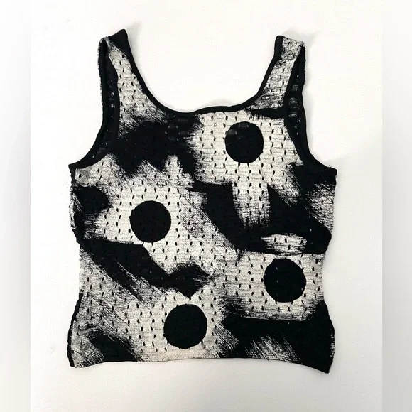 Christian Dior Boutique Galliano Era Crop Knit Painted Perforated Tank Art 10 - Picture 7 of 10